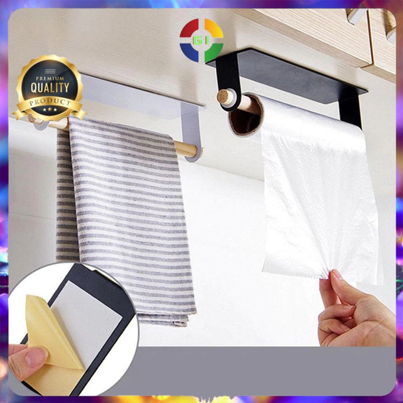 Gantungan Tempat Tisu Toilet Handuk Serbaguna Model Roll Black COD