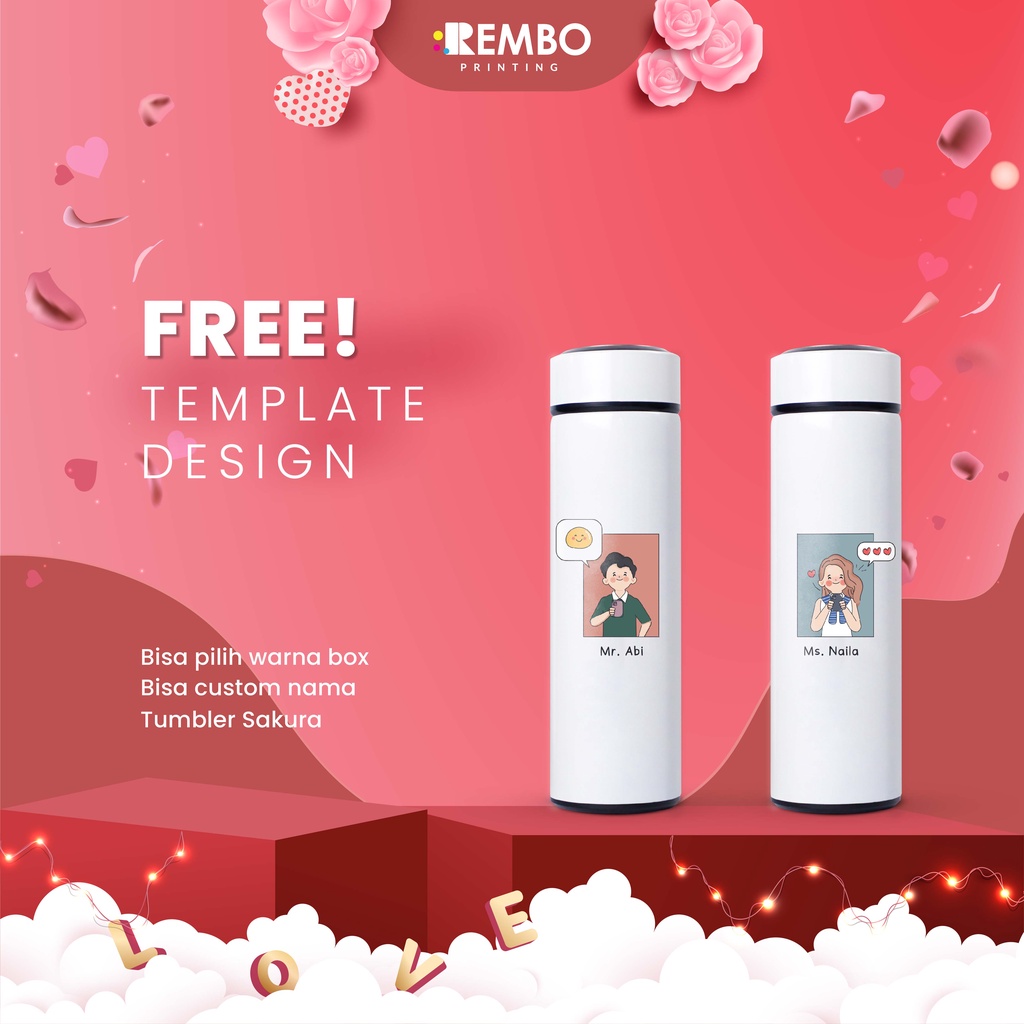 TUMBLER COUPLE UV EDISI VALENTINE - TUMBLER UV FULL PRINT SPESIAL Edisi Valentine Custom Termos Valentine Souvenir Gift Hadiah Wedding Couple Thermos Hadiah Anniversary Unik Murah Lucu