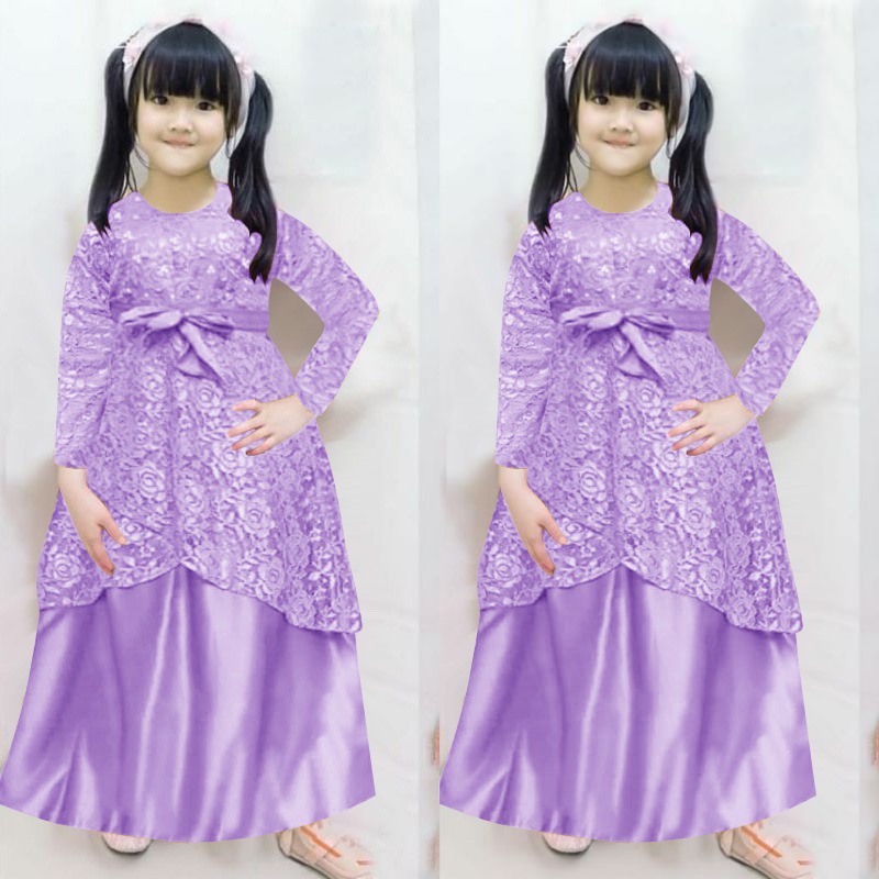 Maxi Sherin kid 4-12 tahun dress brokat gliter anak good quality