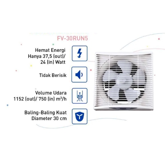 PANASONIC EXHAUST FAN / HEXOS DINDING FV-30RUN5 (12 INCH)