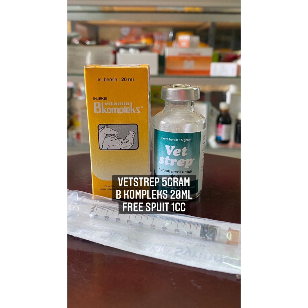 paket vet strep b kompeks komplex dan spuit 1cc obat ngorok snot pilek ayam unggas burung aduan jago