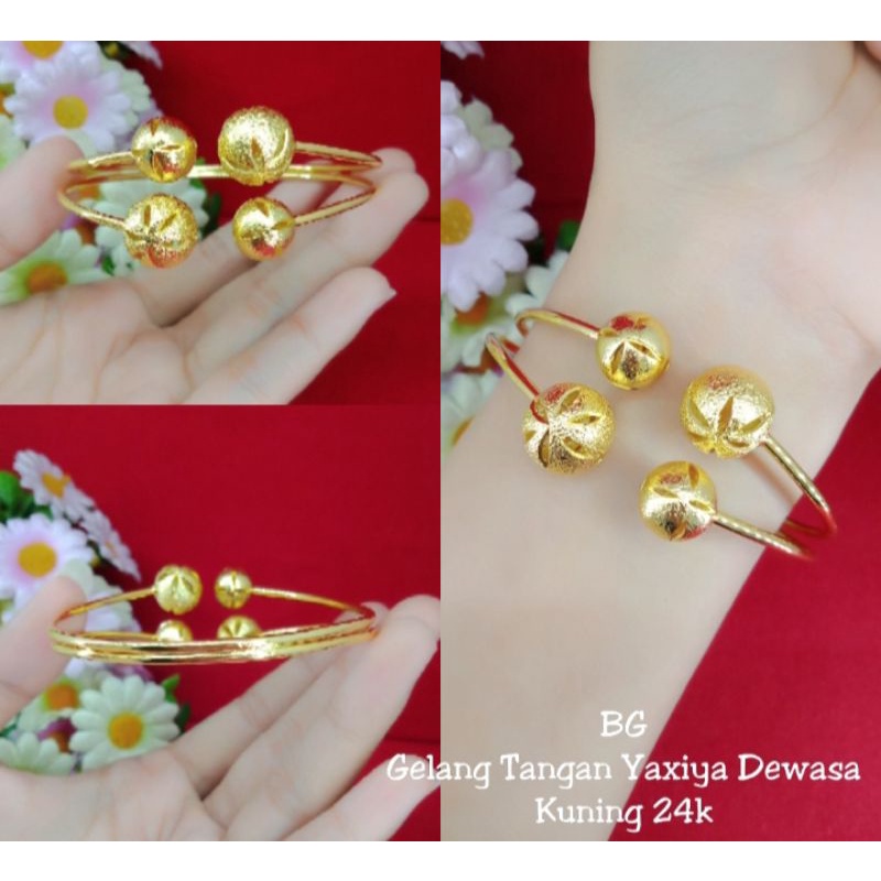 gelang bangle Boba pentul lapis emas 24k