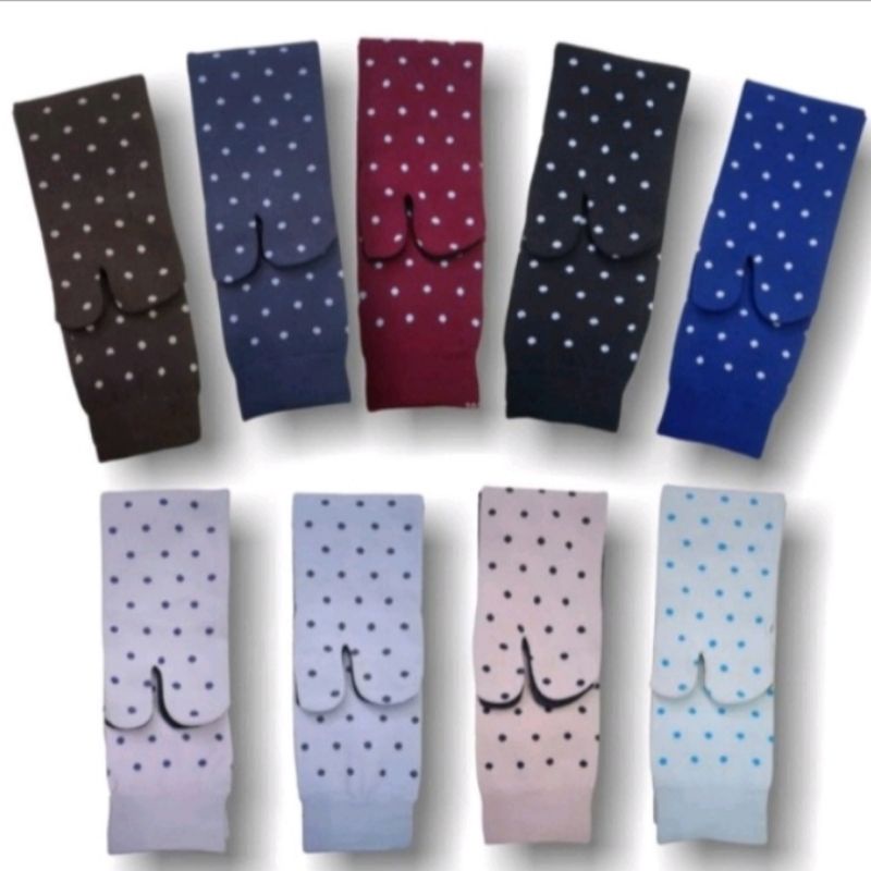 3 pasang kaos kaki jempol motif polkadot wanita muslimah dewasa bahan nilon spandek lembut dan sangat nyaman dipakai