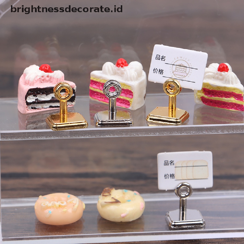 [Birth] 1:12rumah Boneka Kartu Tag Harga Mini Metal Holder Stand Model Supermarket Dekorasi [ID]