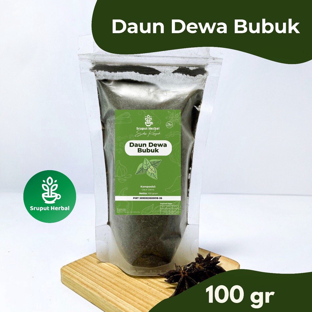 100gr Daun Dewa Bubuk Gynura Procumbens Daun Sambung Nyawa Premium Murah Berkualitas JSR Sruput Herbal