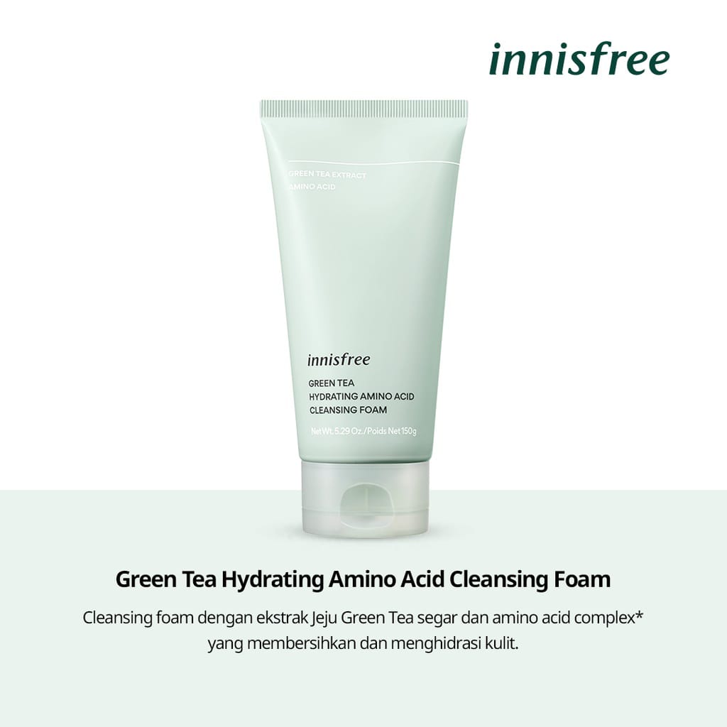 (BPOM Original) Innisfree Green Tea Foam Cleanser 150 ml Fullsize - Facial Wash Sabun Pencuci Wajah Inisfree - Hijau Ukuran Besar Kecil Sabun Cuci Muka Inisfre