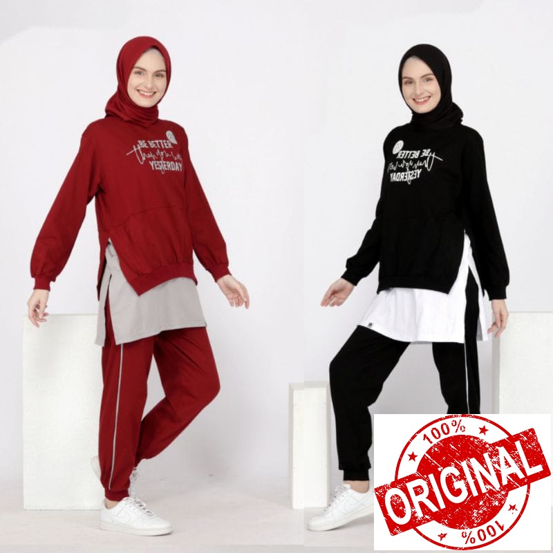 Setelan Olahraga Wanita Muslim Alena Set - One Set Pakaian Olahraga Wanita Kekinian