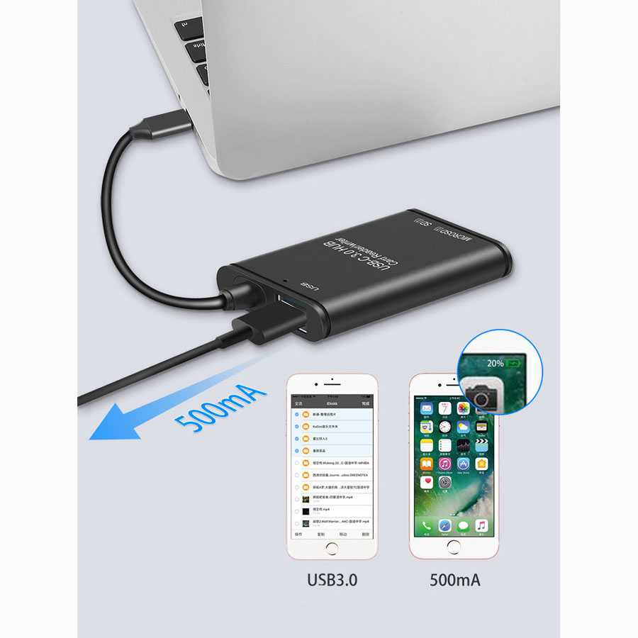 Card Reader USB Type C 3 in 1 USB 3.0 Hub Micro SD / SD Card - YC-500