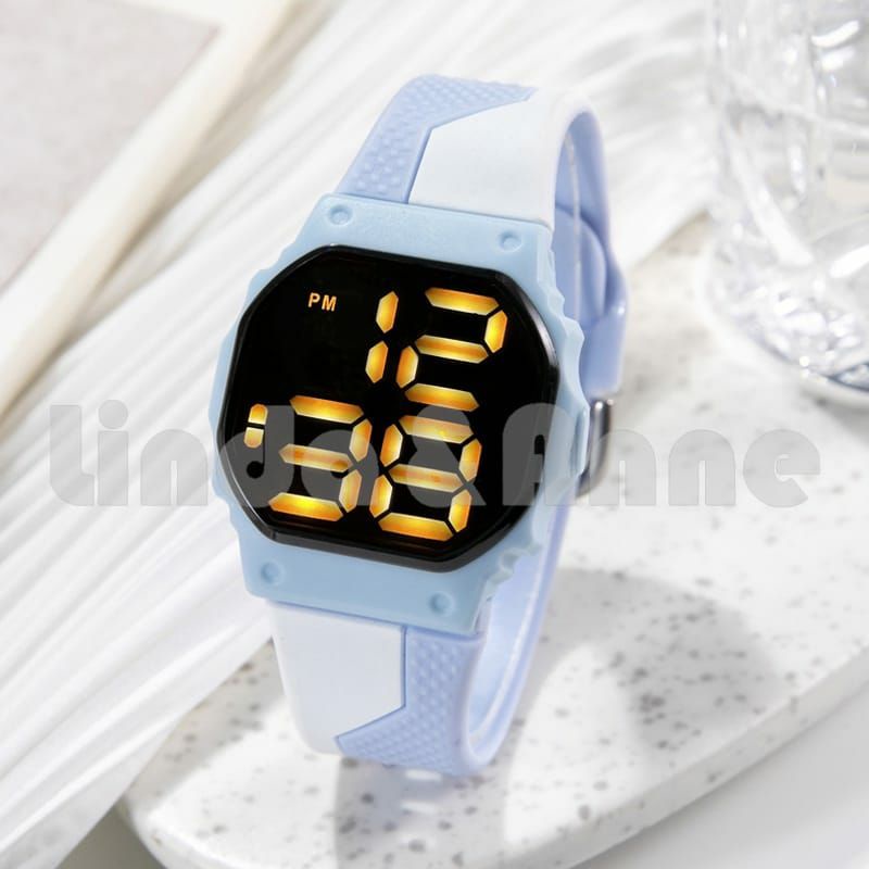 Jam Tangan Led Sporty Kasual Anti Air Pria Wanita Hari Tanggal Aktif