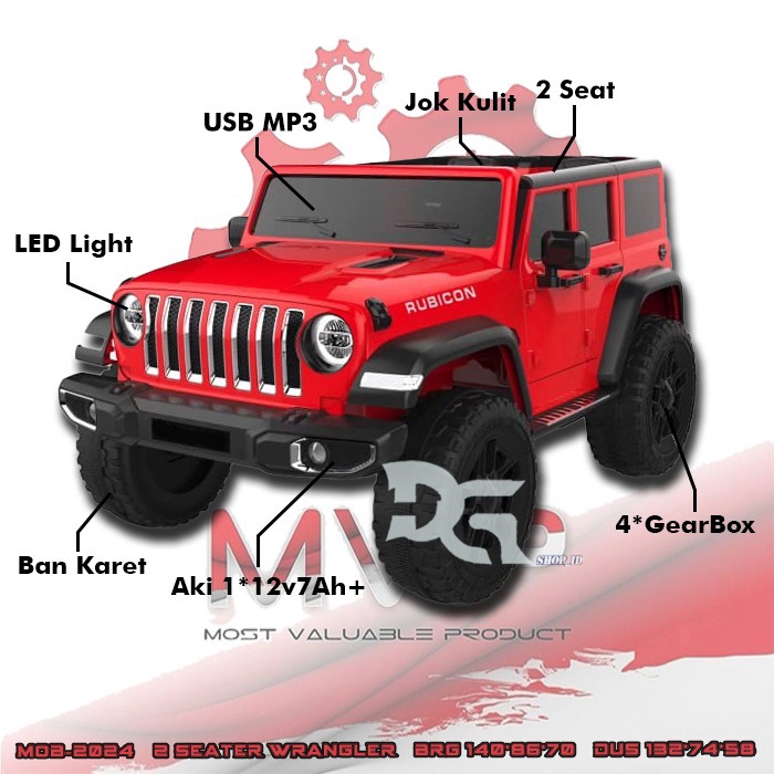 Mainan anak mobil aki Wrangler 2 Seater (MOB-2024)