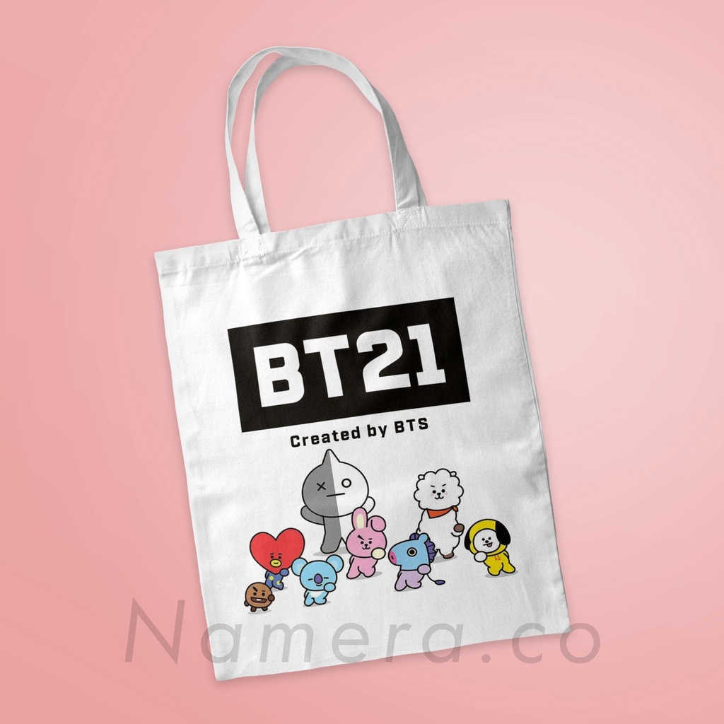 Tas Totebag BTS Kpop Korea Kanvas Premium Jungkook Jimin Taehyung Tote bag Full Resleting