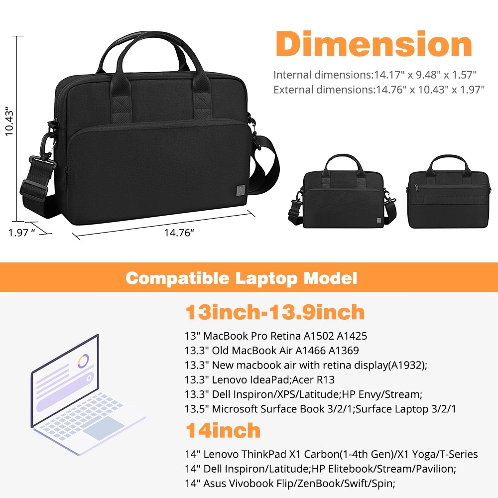 AKN88 - WIWU ALPHA 14-inch Single Layer Laptop Bag - Tas Laptop 14 inci