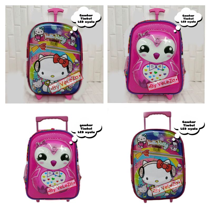 Tas Ransel Troli Anak Sekolah PAUD TK led gambar timbul