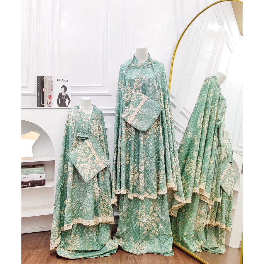 Mukena COUPLE IBU dan ANAK | Mukena Rayon Renda | Mukena Travel | Free Bag
