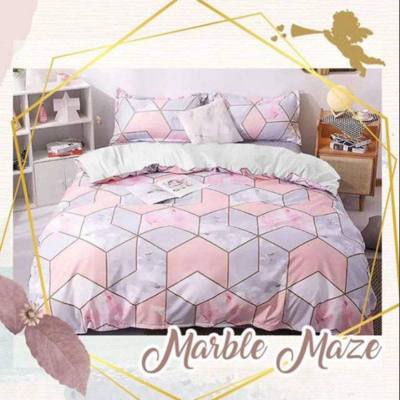 Seprei 180x200 motif marbel bahan katun disperse premium adem anti luntur