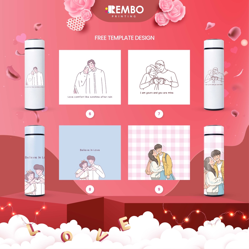 TUMBLER COUPLE UV EDISI VALENTINE - TUMBLER UV FULL PRINT SPESIAL Edisi Valentine Custom Termos Valentine Souvenir Gift Hadiah Wedding Couple Thermos Hadiah Anniversary Unik Murah Lucu