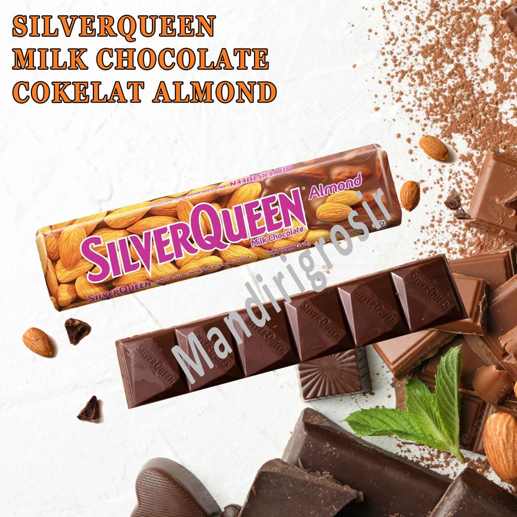 Cokelat SilverQueen* Cokelat* Milk Chocolate* Cokelat Almond 58g