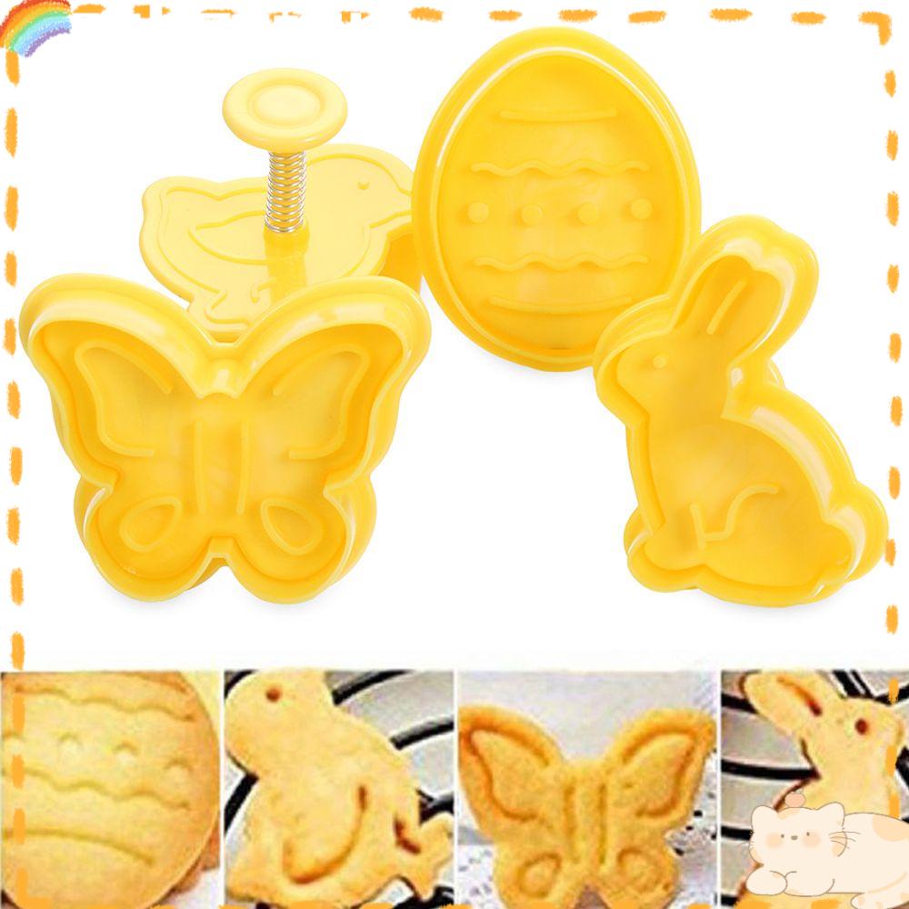 Solighter Easter Egg DIY Plastik Alat Baking &amp; Pastry Butterfly Rabbit Chick Cookies Cutter