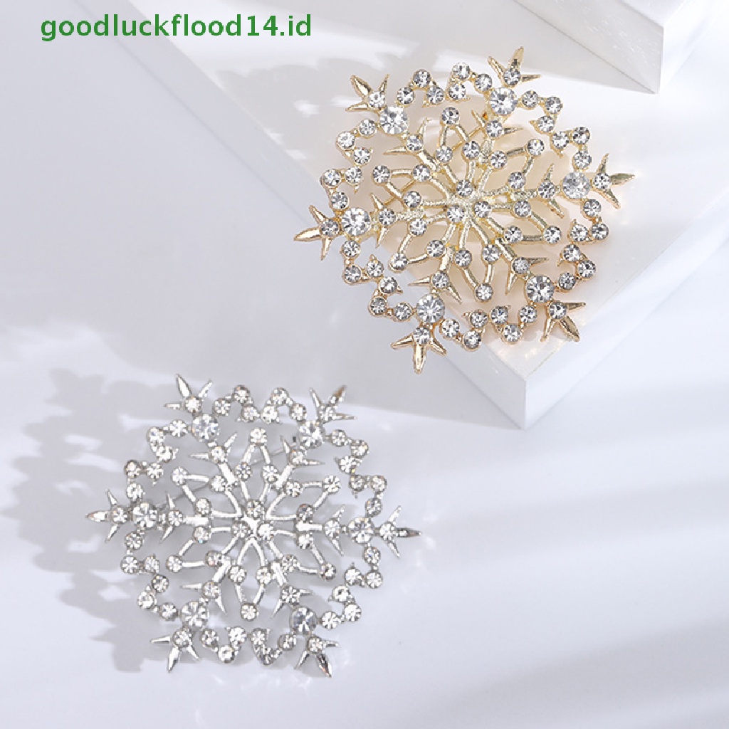 [GOOGFOUR] Beauty Snowflake Bros Untuk Wanita Unisex Natal Tahun Baru Musim Dingin Pesta Bros Pin Hadiah [TOP]