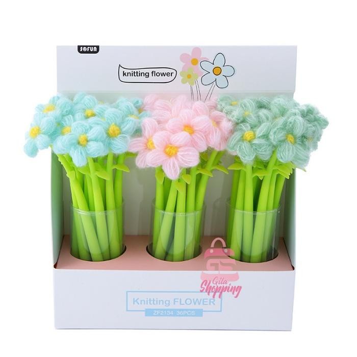 

PULPEN GEL KNITTING FLOWER / PENA LUCU IMUT KOREAN GEL PEN - READY COD