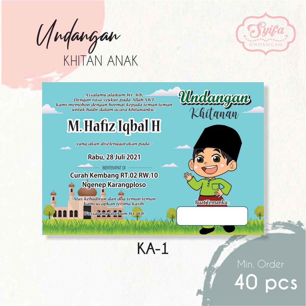 Undangan Khitan Anak / Undangan Khitan Karakter / Undangan Khitan