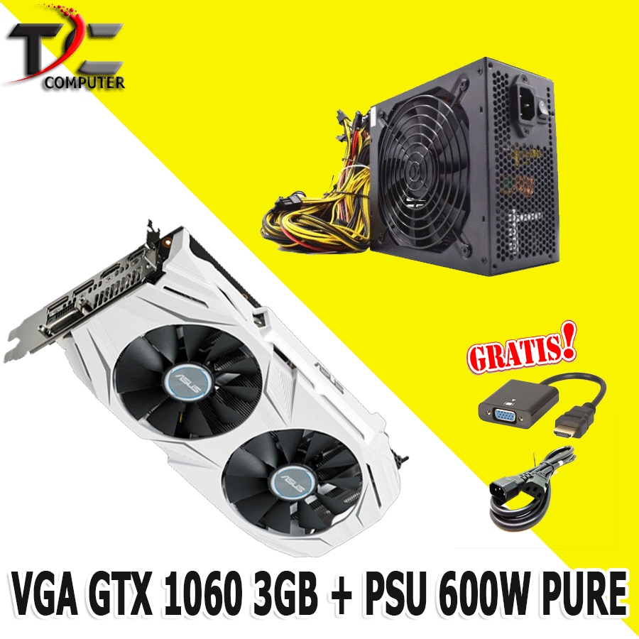 VGA CARD NVIDIA GTX 1060 3GB plus 600w POWER SUPPLY PC GAMING