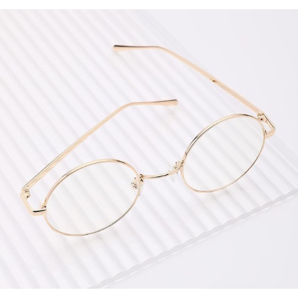 Kacamata Korea Frame Bulat Warna Gold Pria dan Wanita