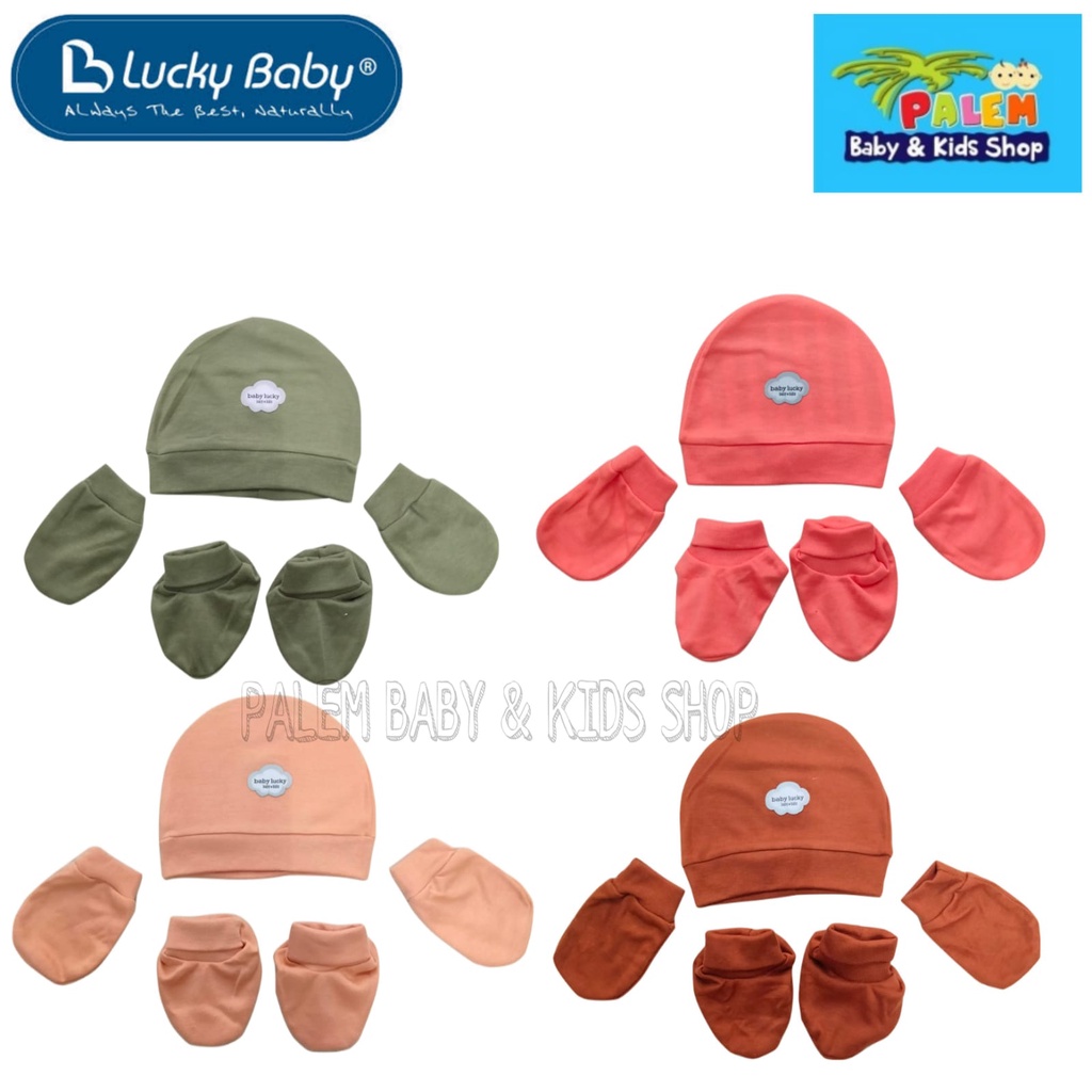 Topi Set Baby Lucky New Born (Sarung Tangan &amp; Kaki) 1pcs