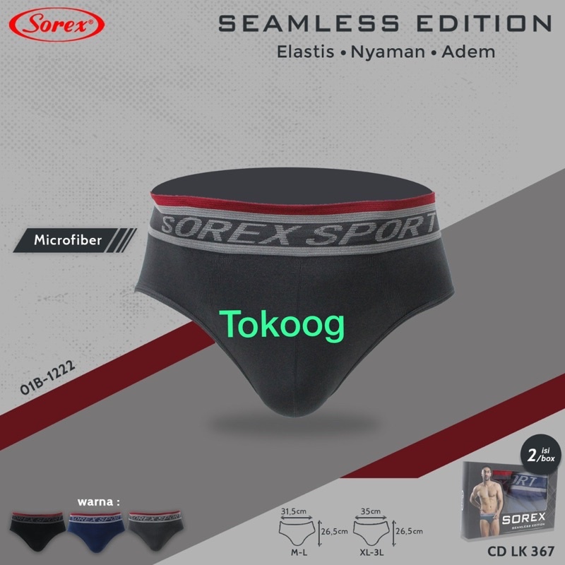 Celana Dalam Sorex Pria 367 369 Segitiga Seamless M L XL XXL