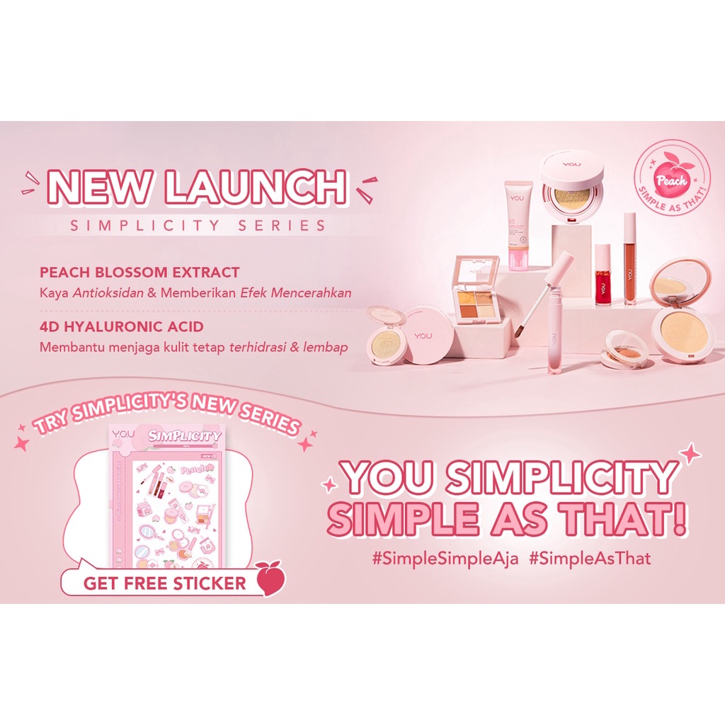 YOU Simplicity Glowy CC Cushion | Natural Makeup Foundation | Bedak Wajah | Ringan Tahan Lama / YOU Simplicity Glowy CC Cushion | cushion simplicity NEW COVER ( YOU MAKEUPS OFFICIAL STORE )