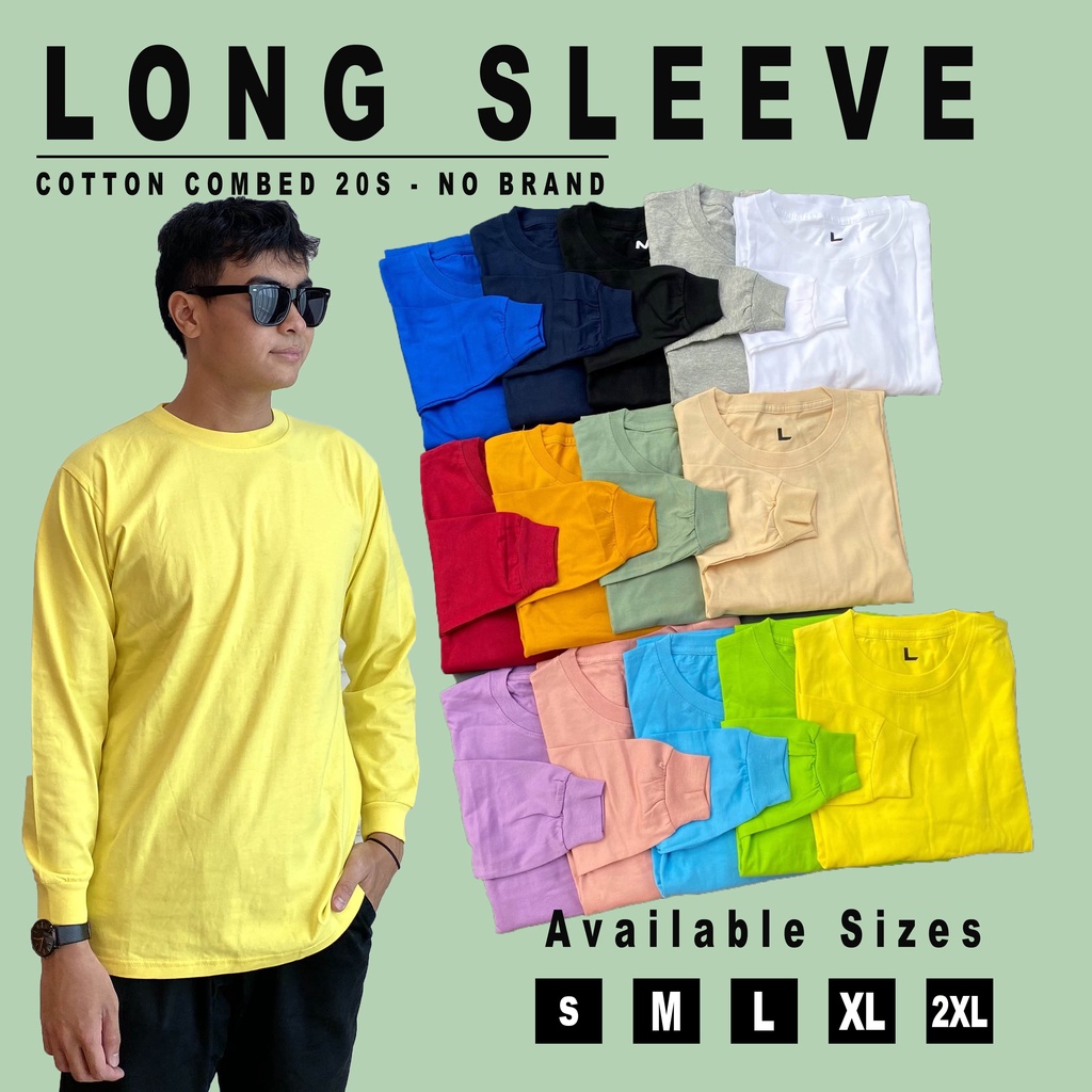 KAOS POLOS PANJANG COTTON COMBED 20S S-XXL | PRIA WANITA KATUN COMBED