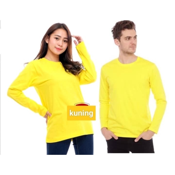 Kaos polos lengan panjang soft katun combed 30s warna Kuning - kaos lengan panjang polos Kuning -kao
