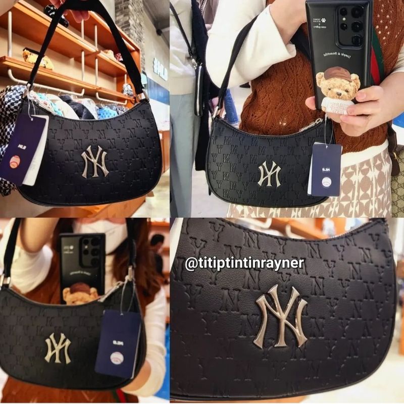 HOBO BAG NY CHROME MLB KOREA BLACK