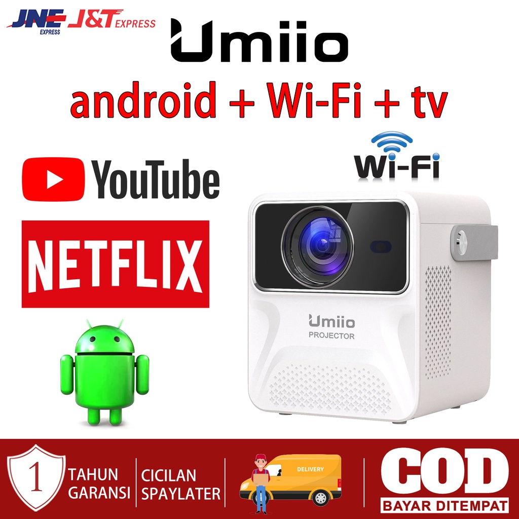 Proyektor mini Android 4K Full HD ORI Android Full HD Proyektor Konek HP ，Infokus Portable，Bioskop M