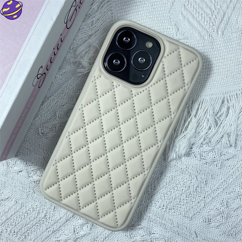 [New Upgrade] Casing Pelindung Untuk IPhone 14 Pro Max 14Plus Warna Solid Belah Ketupat Silikon Silicon Casing Ponsel Anti Jatuh