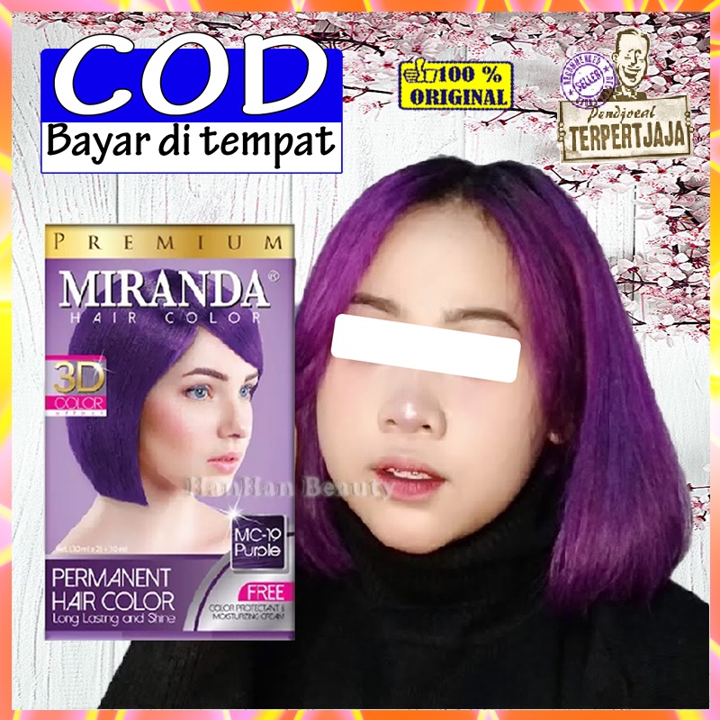 Miranda Hair Color MC-19 Purple Pewarna Rambut Permanen Aman Original Pewarna Rambut Cerah Cat Rambu