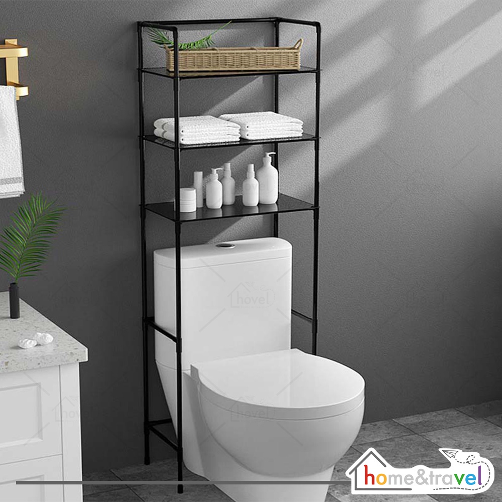 HOVELSHOP Rak Kamar Mandi Toilet Organizer Tempat Handuk Sabun Shampoo Atas Kloset Storage Multifungsi