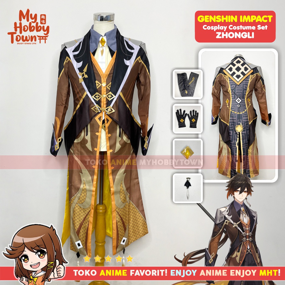 Kostum Cosplay Anime Game Genshin Impact Zhongli