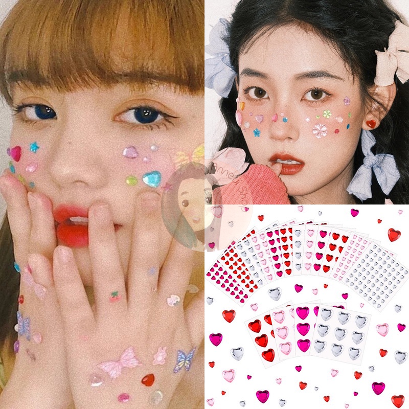 Crystal Diamond Make Up Sticker Rhinestone Nail Art Rhinestones Manik-manik Mutiara Kilap Craft Kosmetik Hiasan Kuku Eye Korean Make Up Handphone Decorations Wedding Party Cosplay Flat Back Gems Bead Diamond Swarovski Transparan Mix Color Rainbow