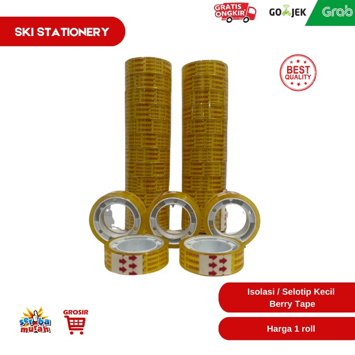 

Selotip / Isolasi Kecil Bening 12 mm x 9 mtr Berry Tape