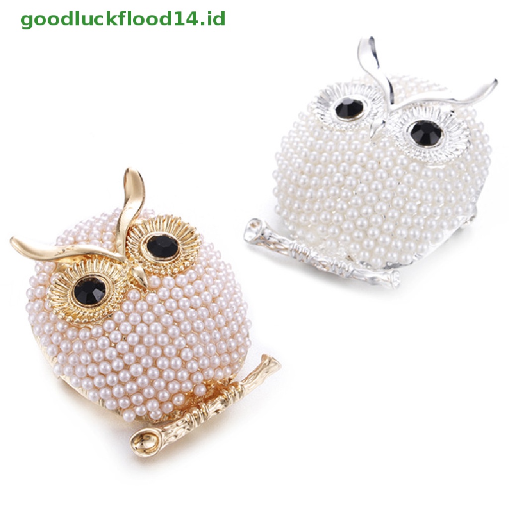 [GOOGFOUR] Owl Bros Pin Mutiara Lapis Emas Bros Lencana Baju Setelan Perhiasan Aksesoris [TOP]