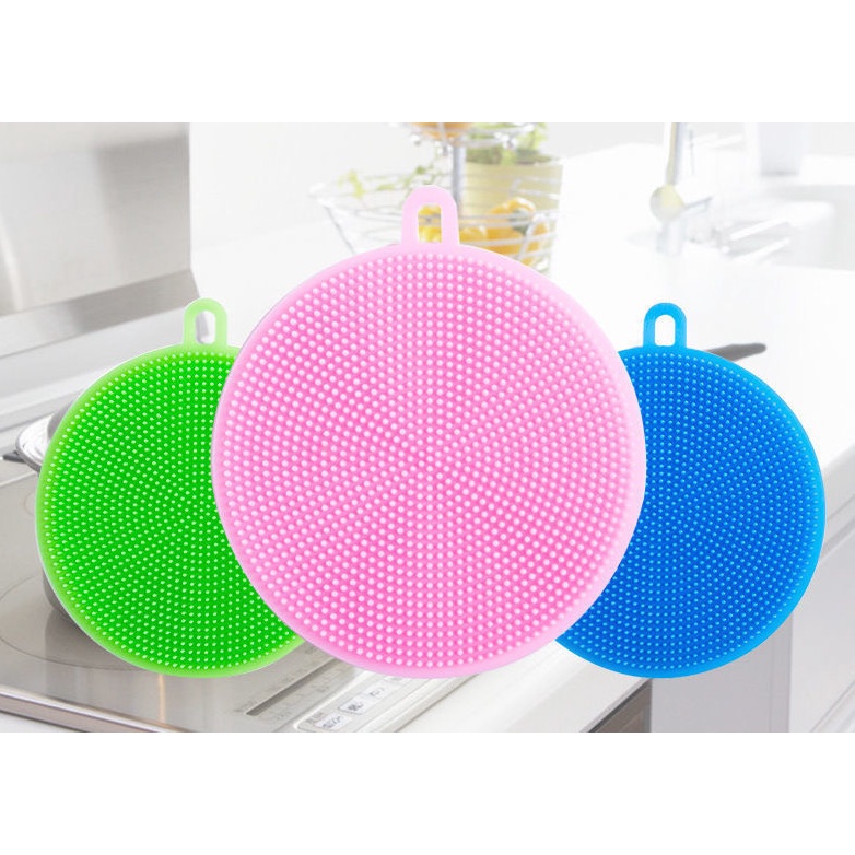 IMPOR BRUSH 3IN1 BUSA SABUT CUCI PIRING TEMPAT GELAS KANTOR ANTI SLIP BAHAN SILIKON BISA DIGANTUNG