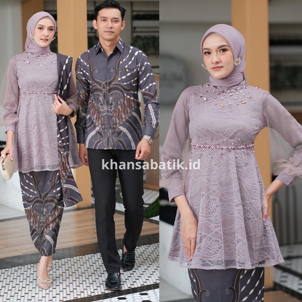 KHANSABATIK TERBARU BIG SIZE XXL EKSTRA!!! COUPLE KEBAYA MODERN BAJU WISUDA TUNANGAN LAMARAN BAJU BATIK BROKAT COUPLE NADINE AMANDA BAJU KONDANGAN SARIMBIT BROKAT VELVET TILLE SAYAP PAYET MUTIARA PREMIUM KEBAYA FREE HIJAB TUNIK