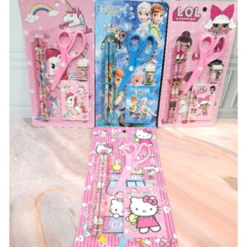 

Paket alat tulis 6in1 + gunting/ Set alat tulis lengkap / Stationery set notes + gunting