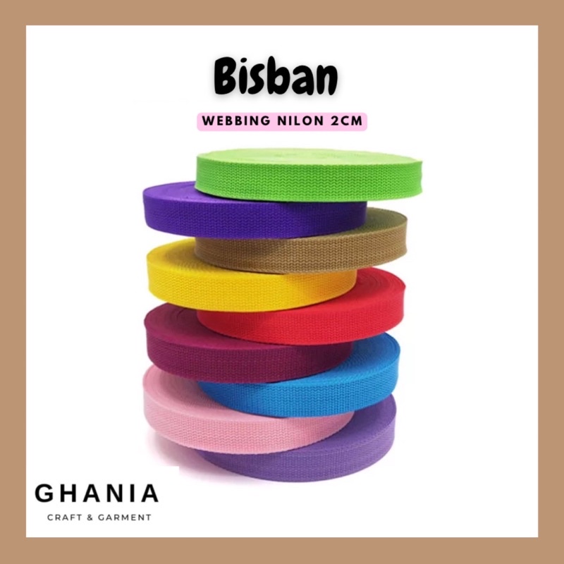 [1 Roll] Bisban Webbing Nilon 2cm - Tali Tas Webbing Bisban