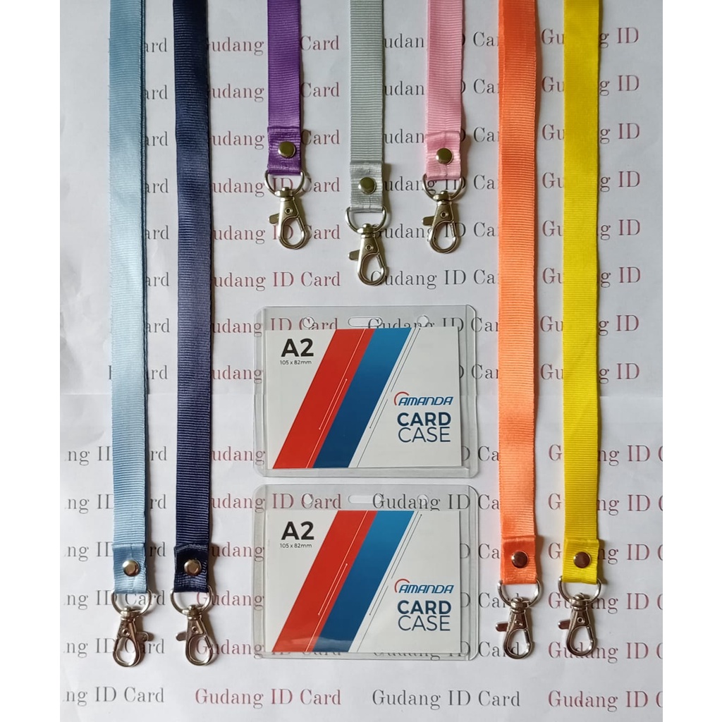 

Paket Tali ID Card Kait 1.5CM Polos + Card Case A2