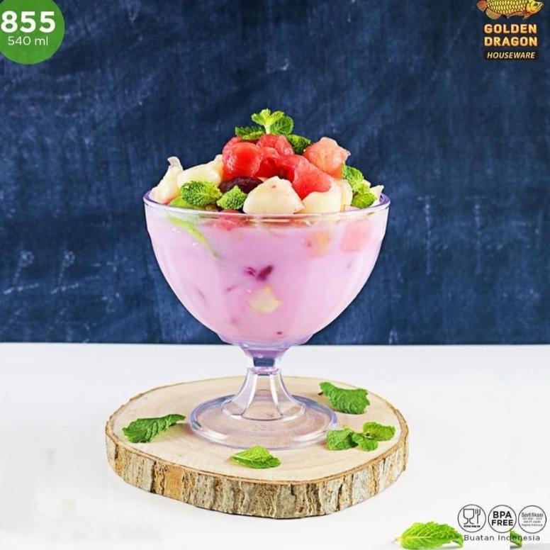 [LCZ8V6259] Ready stockGelas Melamin es teler/es krim/es campur bening Golden Dragon