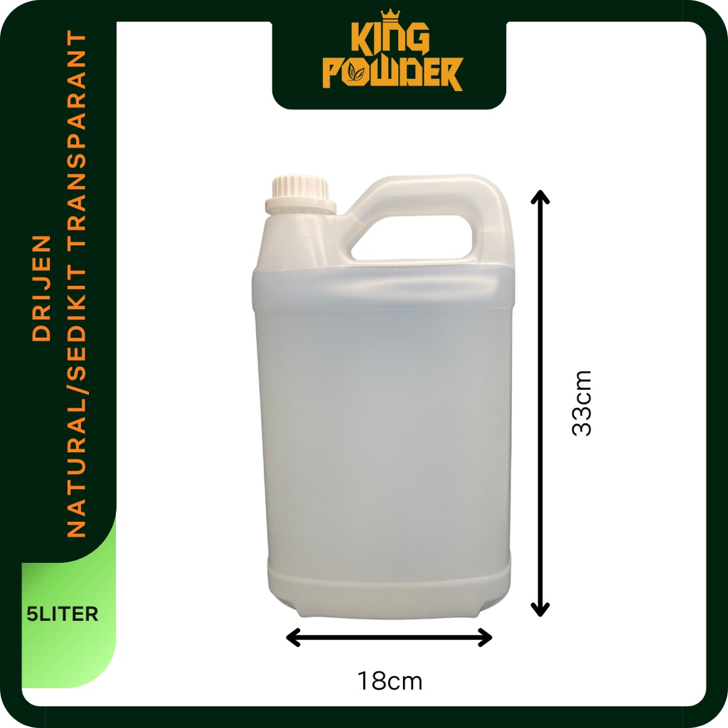 Jerigen 5 liter baru / Jerigen 5L HDPE transparan plus tutup & plug
