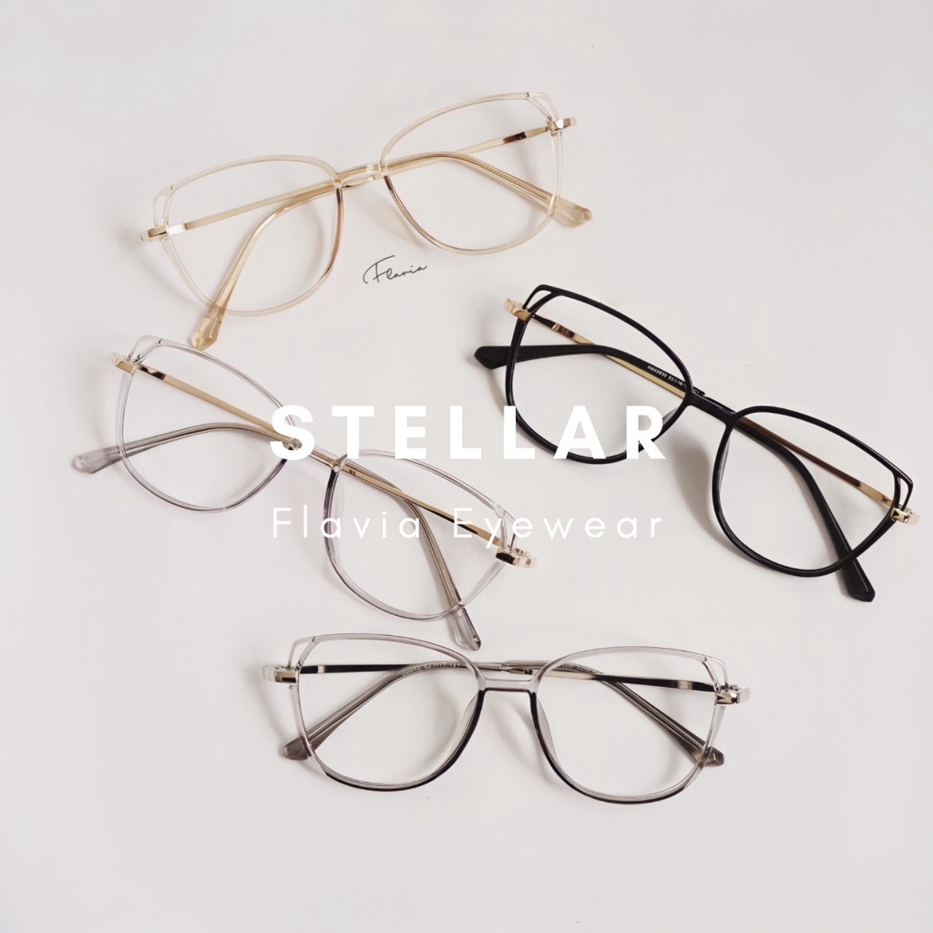 Flavia Eyewear - Kacamata Stellar Square Plastic (custom minus, photochromic, blueray, bluechromic, dan photobrown)