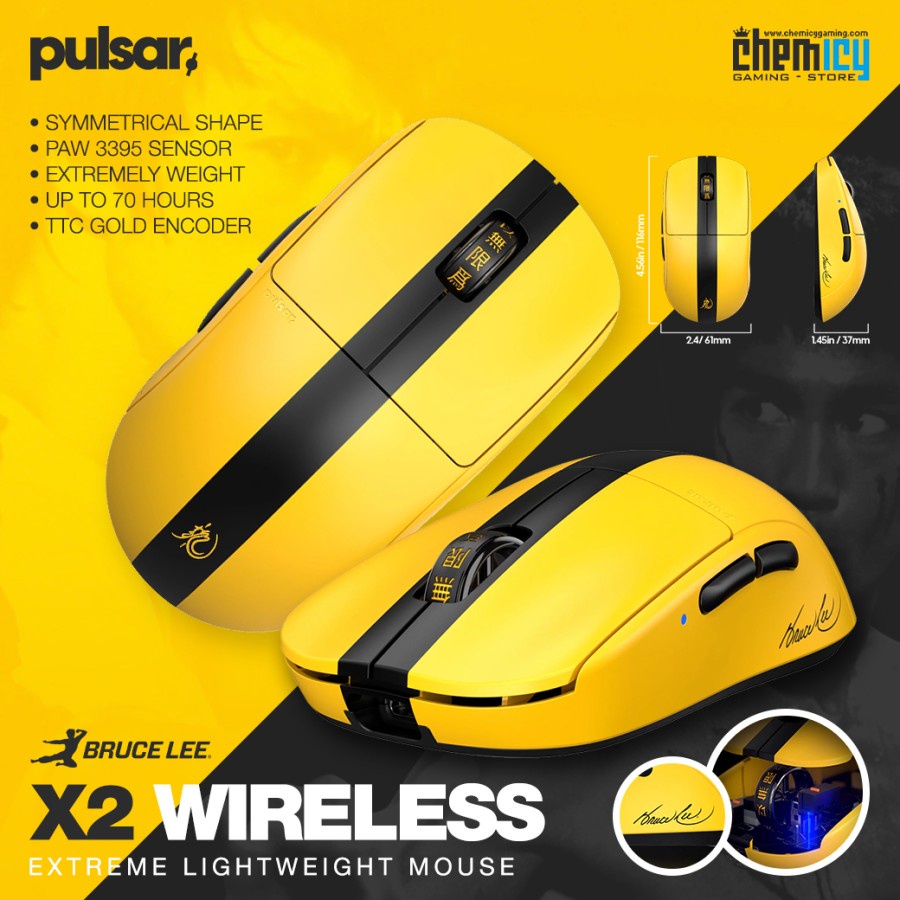 Pulsar X2 Bruce Lee Edition Lightweight Wireless Gaming Mouse